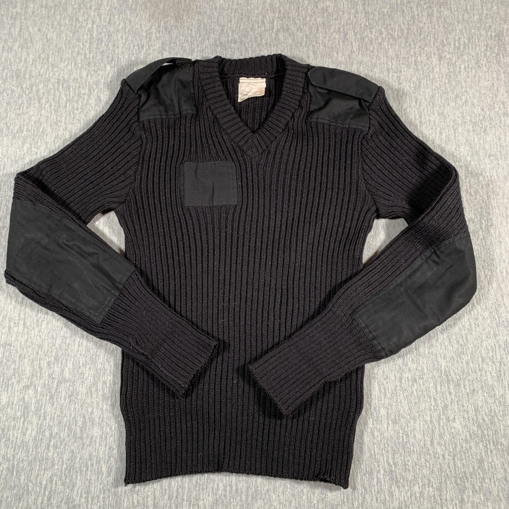 Brigade Quartermasters‎ Sweater Mens 42 Black Wool Commando Military England